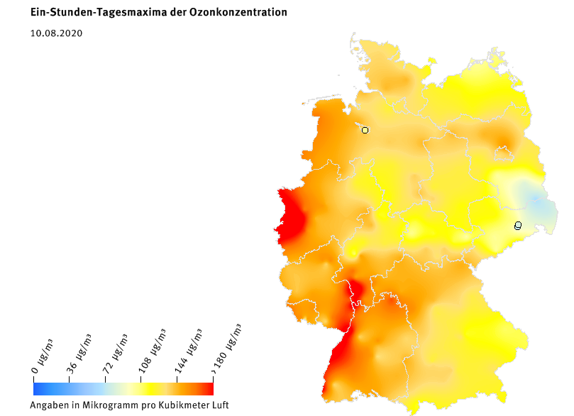 Ozon 1h Tagesmaxima 2020 08 10