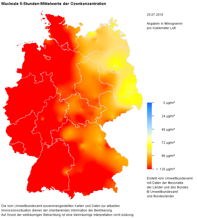 Ozon-Situation Deutschland 25.7.2018
